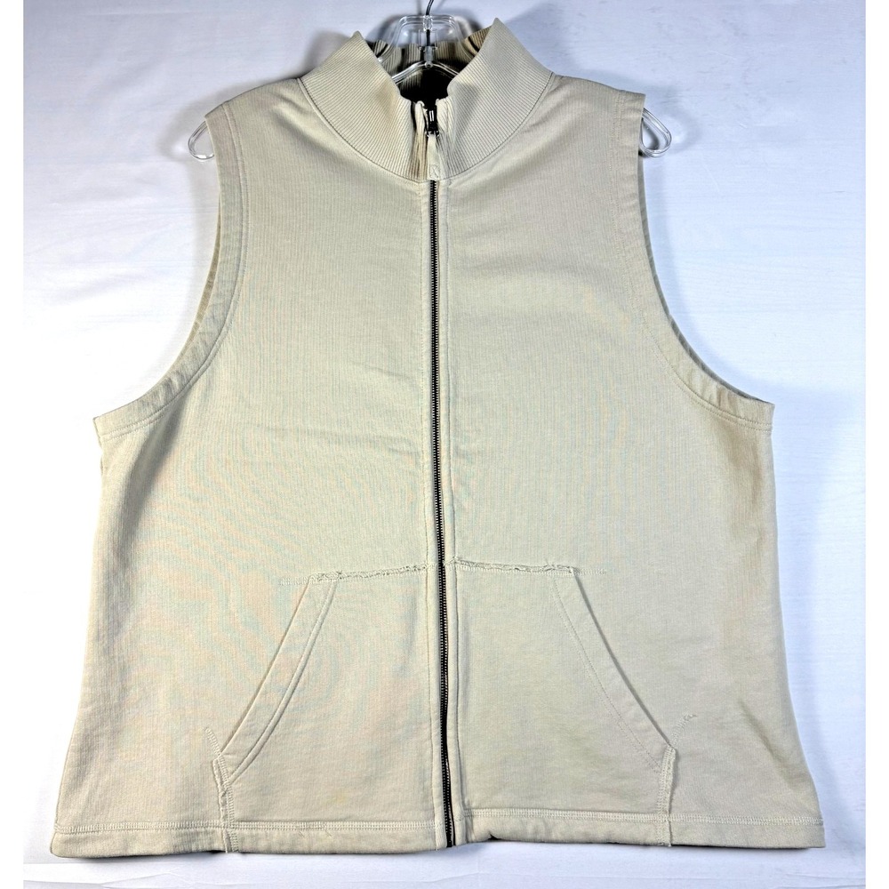 Eileen Fisher Womens sleeveless vest mock neck‎ zipper front light beige 1X